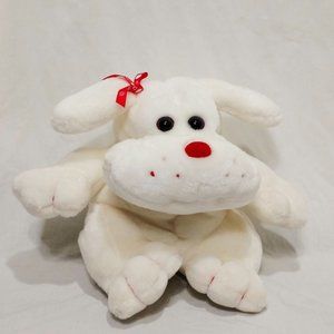 Puppy Dog Sitting up White Flowers Inc Balloons Plush Stuffed Animal 8" Hearts